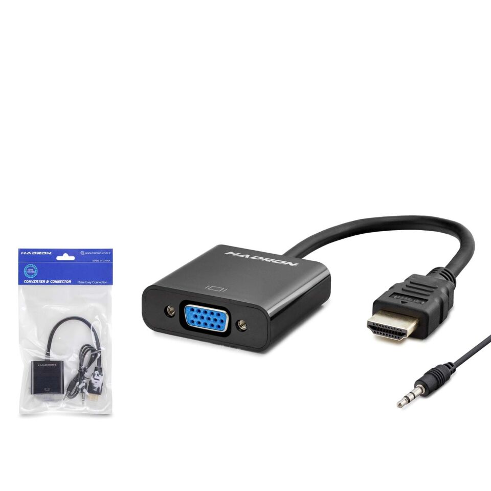 HADRON HDX2019 ÇEVİRİCİ HDMI TO VGA+SESLİ
