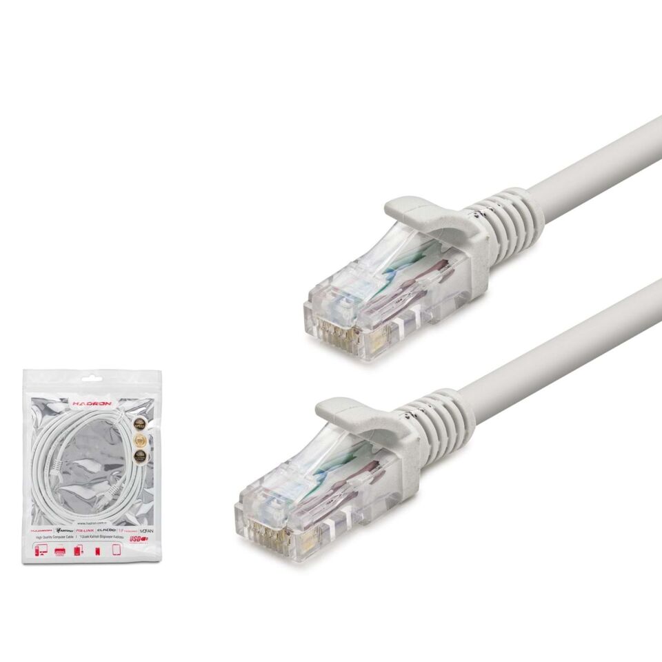 HADRON HDX5004 Cat6 Ethernet Patch Kablosu 1 Gbps 250 MHz 10 m - Gri