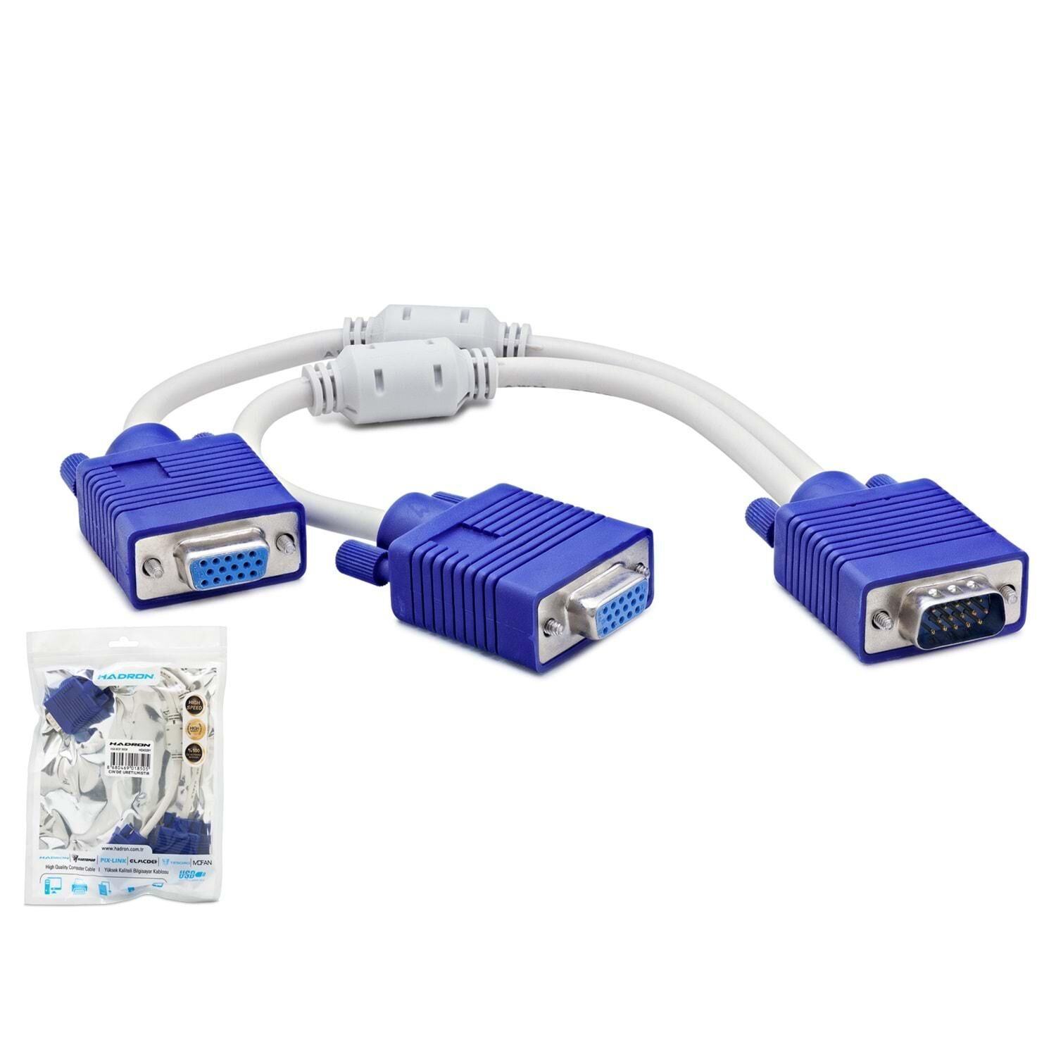 HADRON HDX7753 VGA (M) TO 2*VGA (F) Y KABLO 30CM BEYAZ