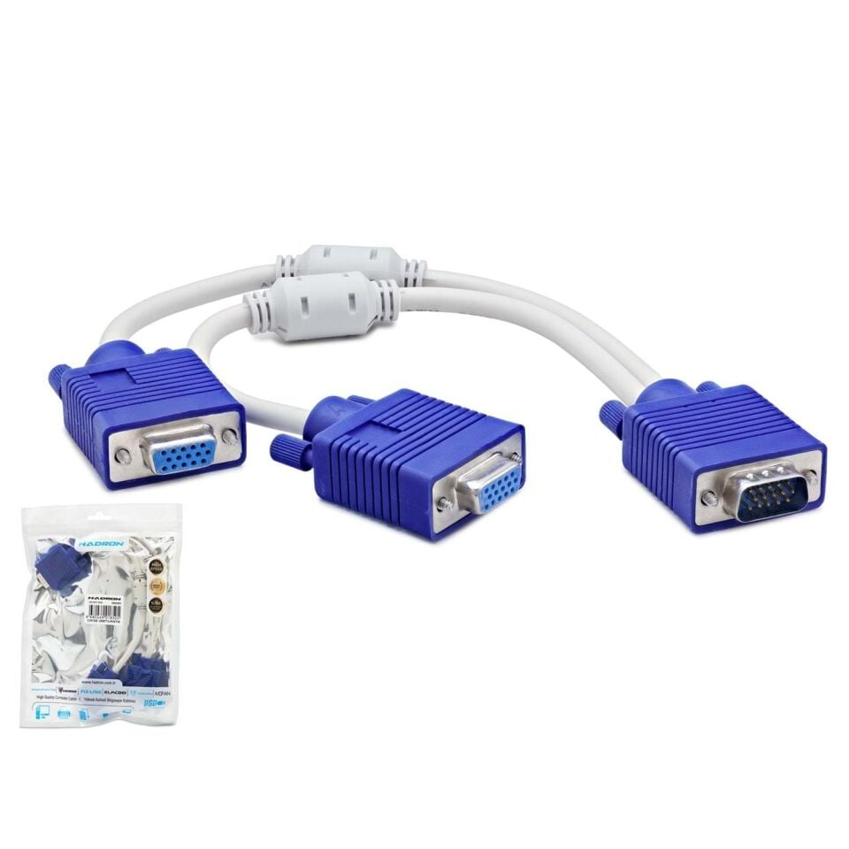 HADRON HDX7753 VGA (M) TO 2*VGA (F) Y KABLO 30CM BEYAZ