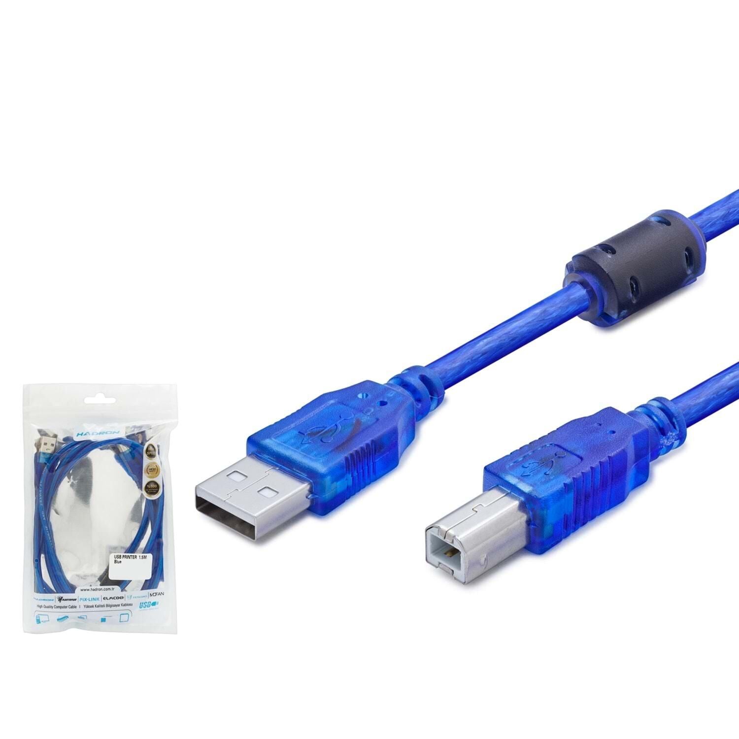 HADRON HDX7544 USB PRINTER KABLOSU 5M MAVİ TRANSPARENT