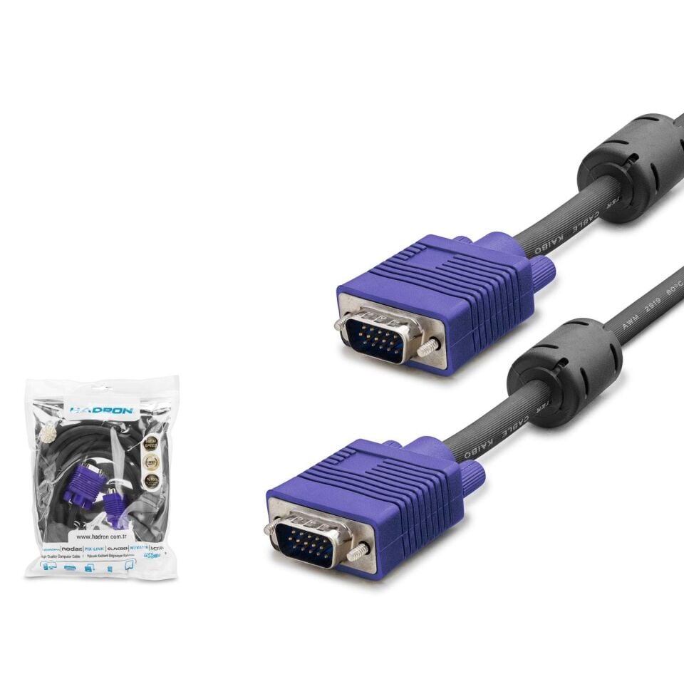 HADRON HDX7783 VGA KABLO OD7.3 A KALİTE 3M SİYAH