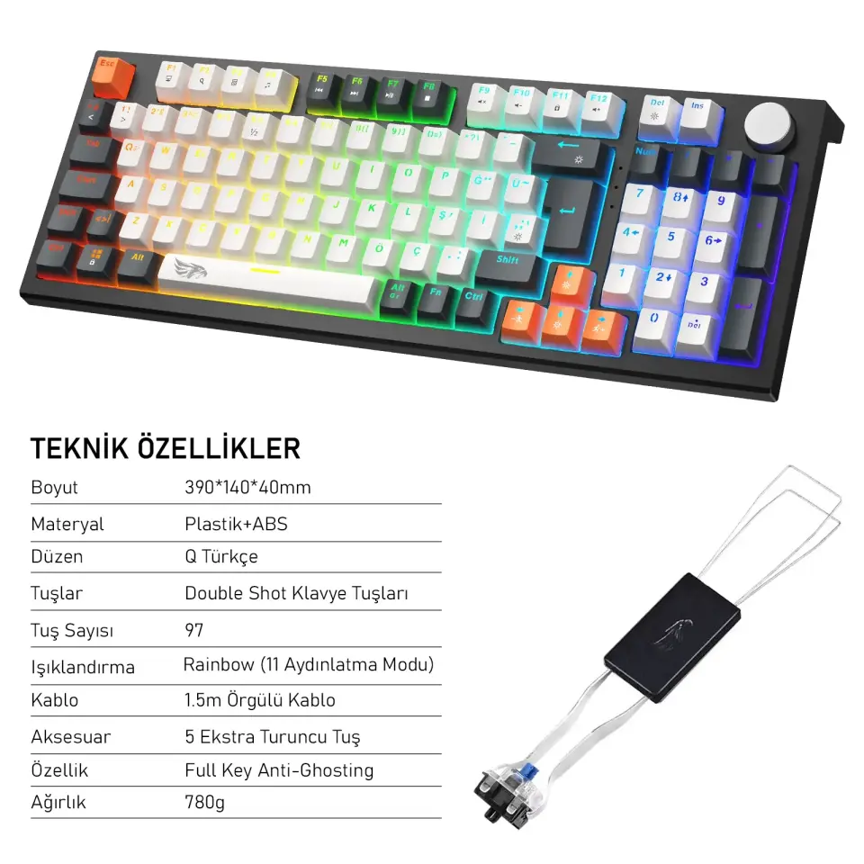 Gameagle Strike Plus MK-96X2ABB Mekanik Kablolu Işıklı Klavye