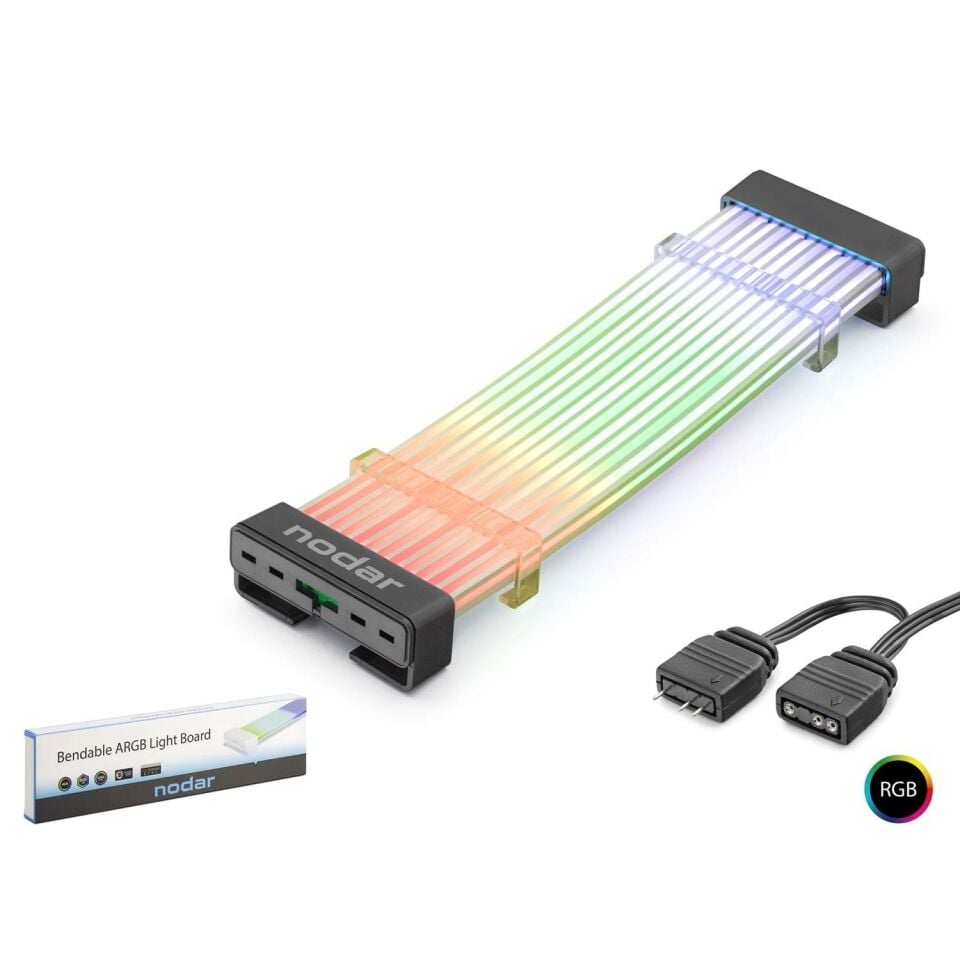Nodar Nd2801 Silikon Işıklı Bendable ARGB Light Board 2x8p (Dekoratif GPU Aydınlatma Kablosu) Siyah