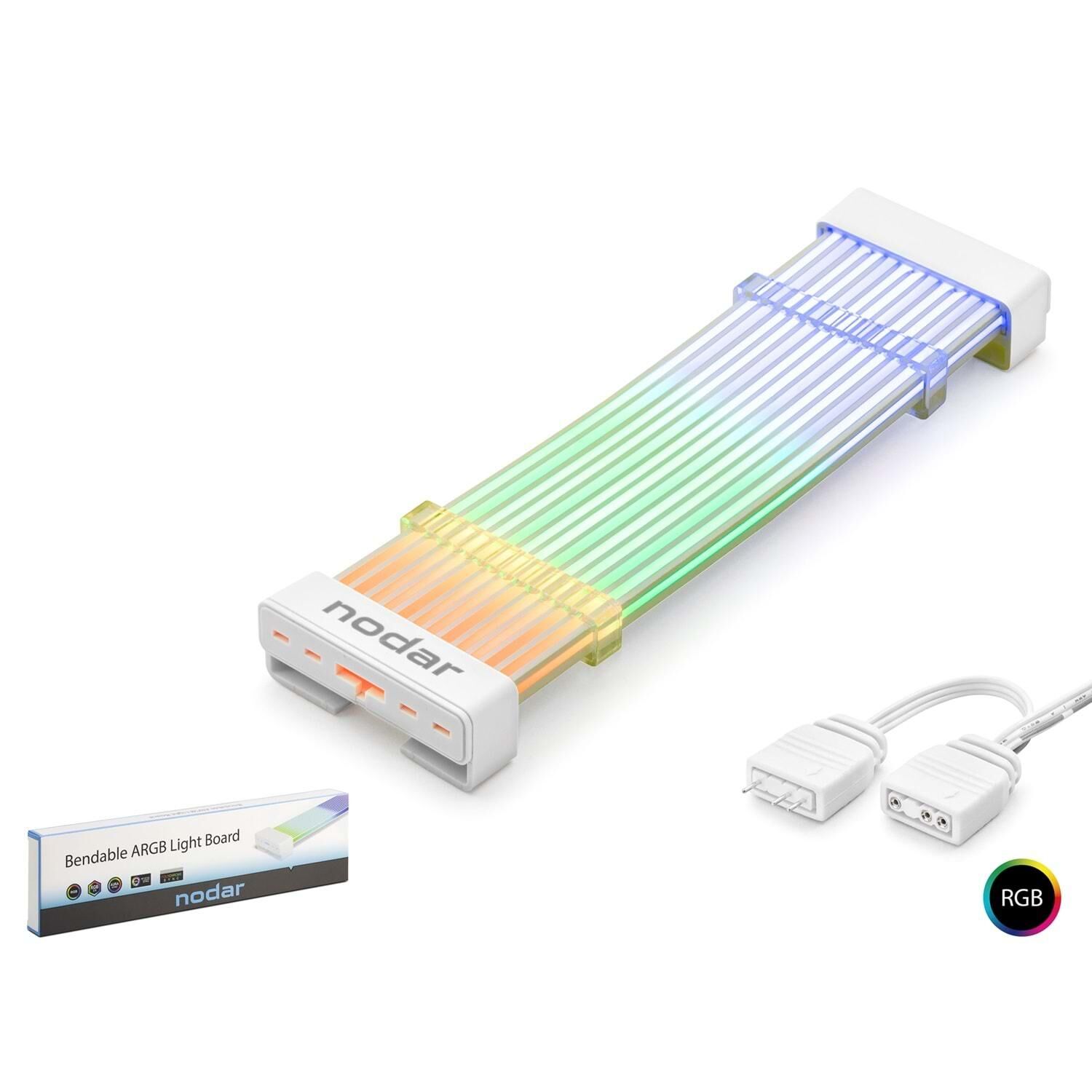 Nodar Nd2800 Silikon Işıklı Bendable ARGB Light Board 2x8p (Dekoratif GPU Aydınlatma Kablosu) Beyaz