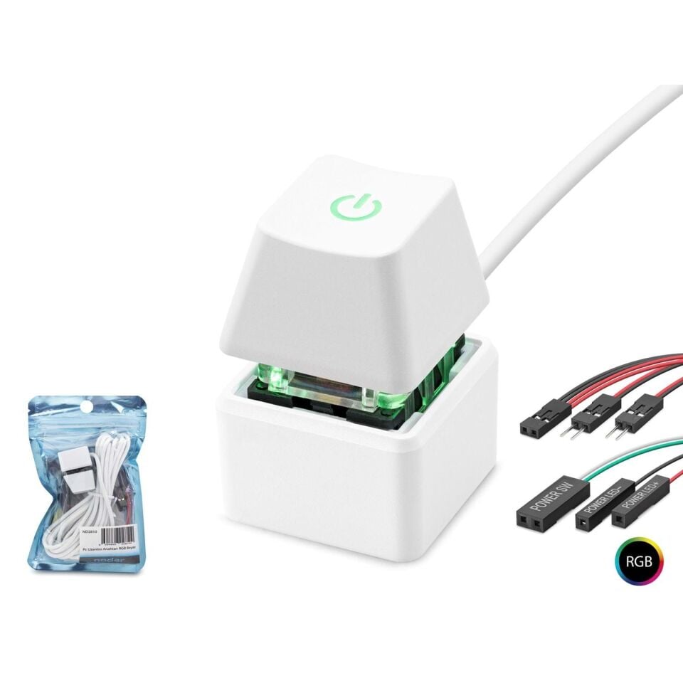 Nodar Nd2810 Pc Açma Kapama Tuşu On/Off Switch Rgb Beyaz