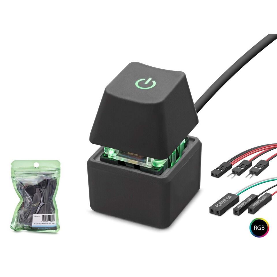 Nodar Nd2811 Masaüstü Bilgisayar Power Tuşu RGB On Off Switch Siyah