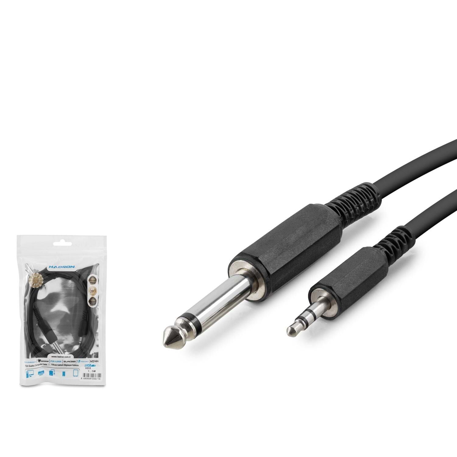 Hadron Hdx1055 6.5Mm To 3.5Mm Kablo Enstrüman Gitar 1.5M Siyah