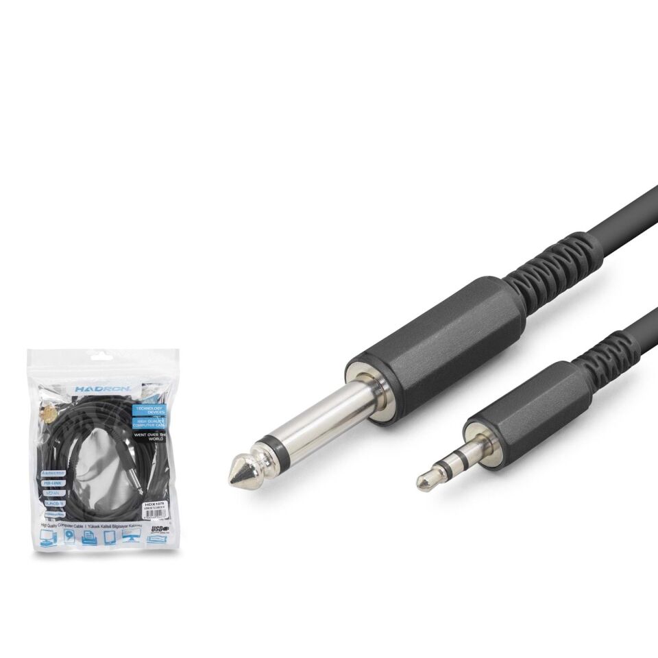 Hadron Hdx1078 6.5Mm To 3.5Mm Kablo Enstrüman Gitar 5M Siyah