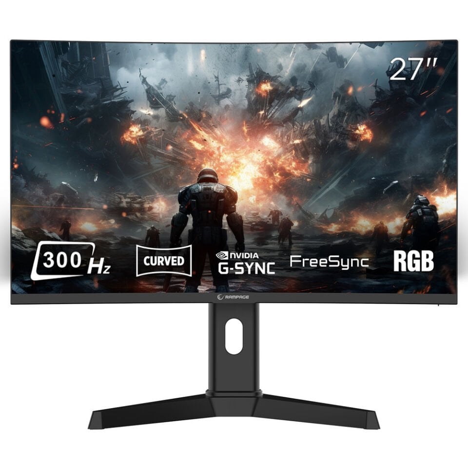 Rampage 27'' DROP DR27C300F Fast VA 1ms Freesync/Gsync Pivot R1500 Curved FHD Monitör 1920x1080, 300hz, RGB