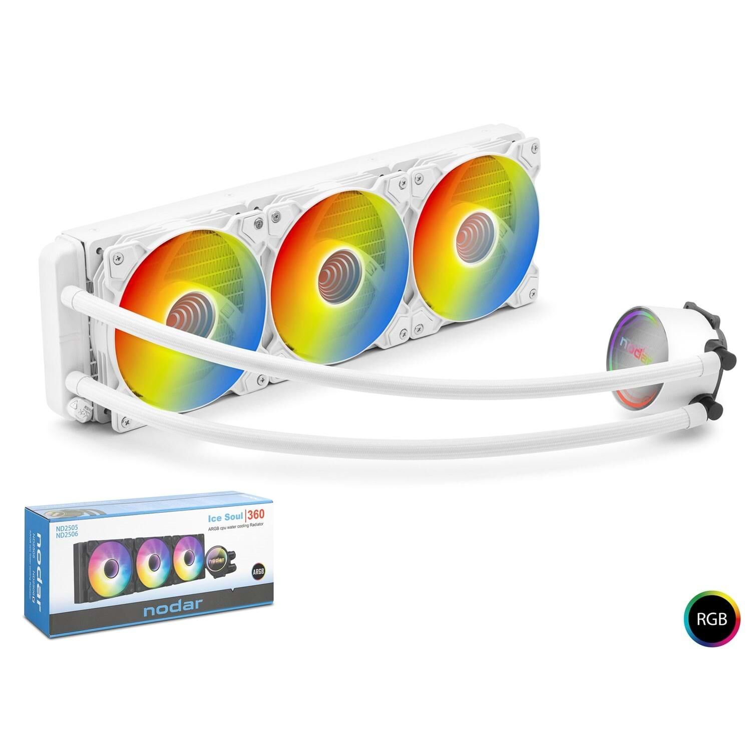 Nodar Nd2506 Sıvı Soğutma Fan 360 Argb 36Cm Beyaz