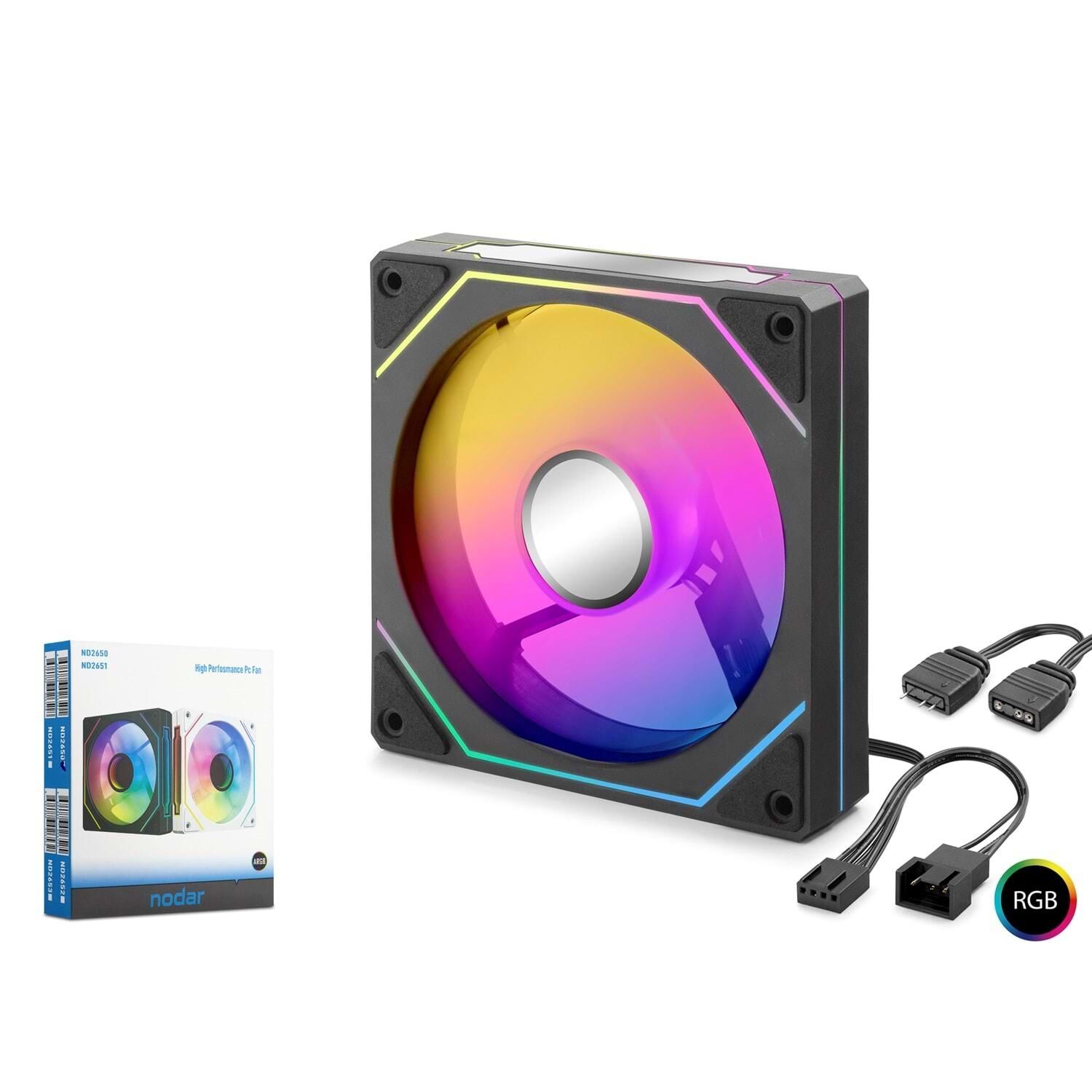 Nodar Nd2650 Kasa Fanı 4Pro İç ve Dış Parıltı Argb 12Cm Siyah