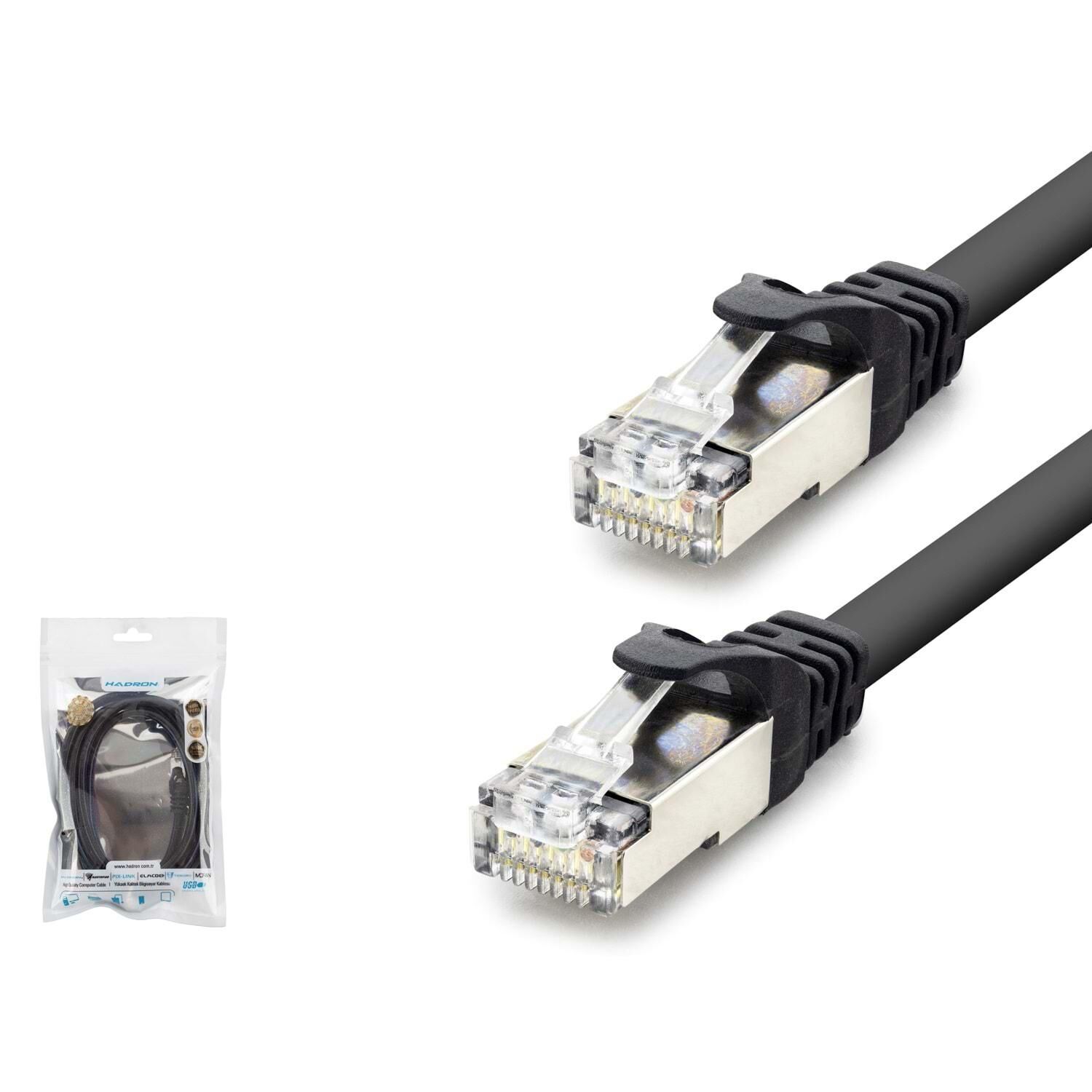 HADRON HDX5092 Cat7 Ethernet Patch Kablosu 10 Gbps 600 MHz 3 m - Siyah