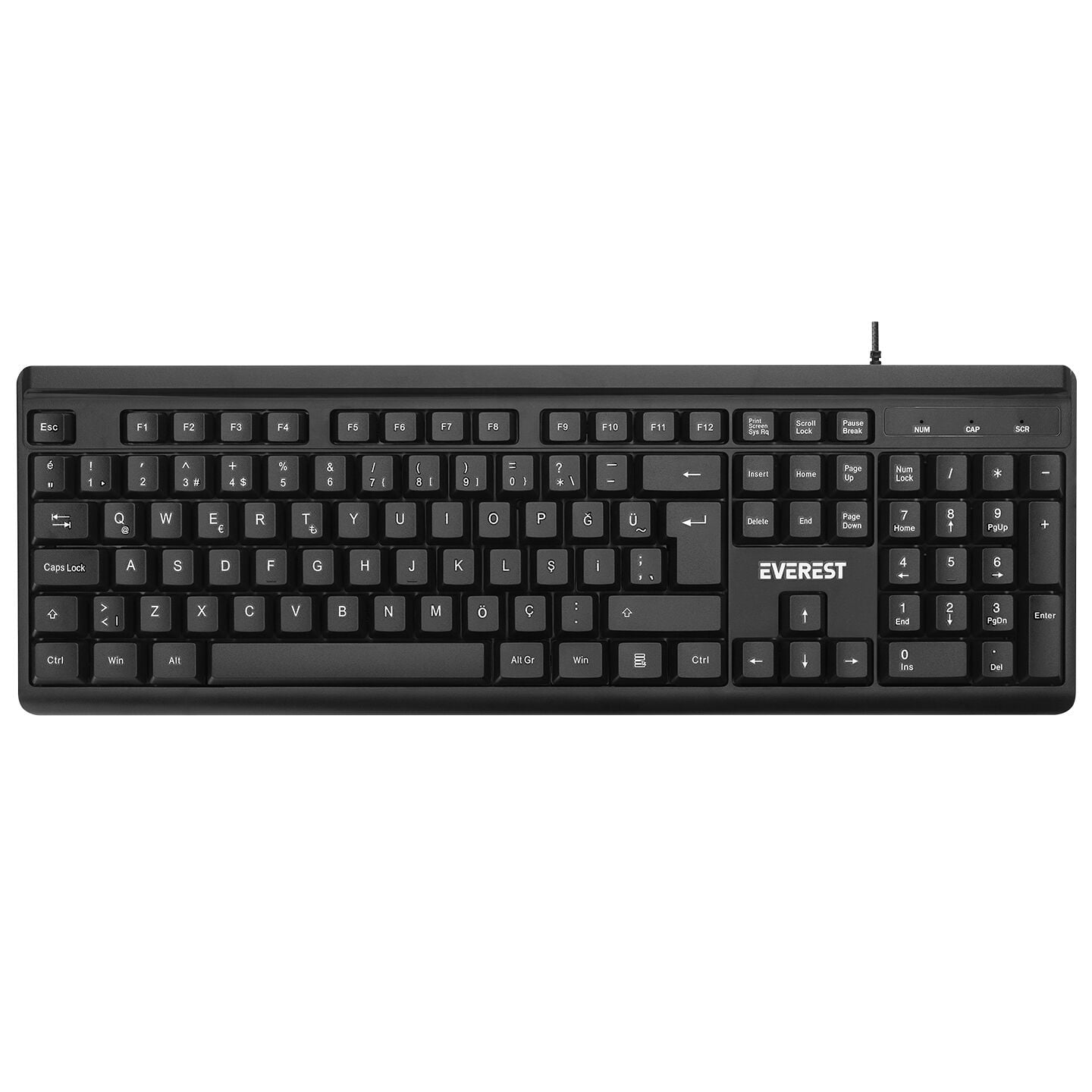 EVEREST KB-741 USB 2M BAKIR KABLOLU Q KLAVYE SIYAH/GRI