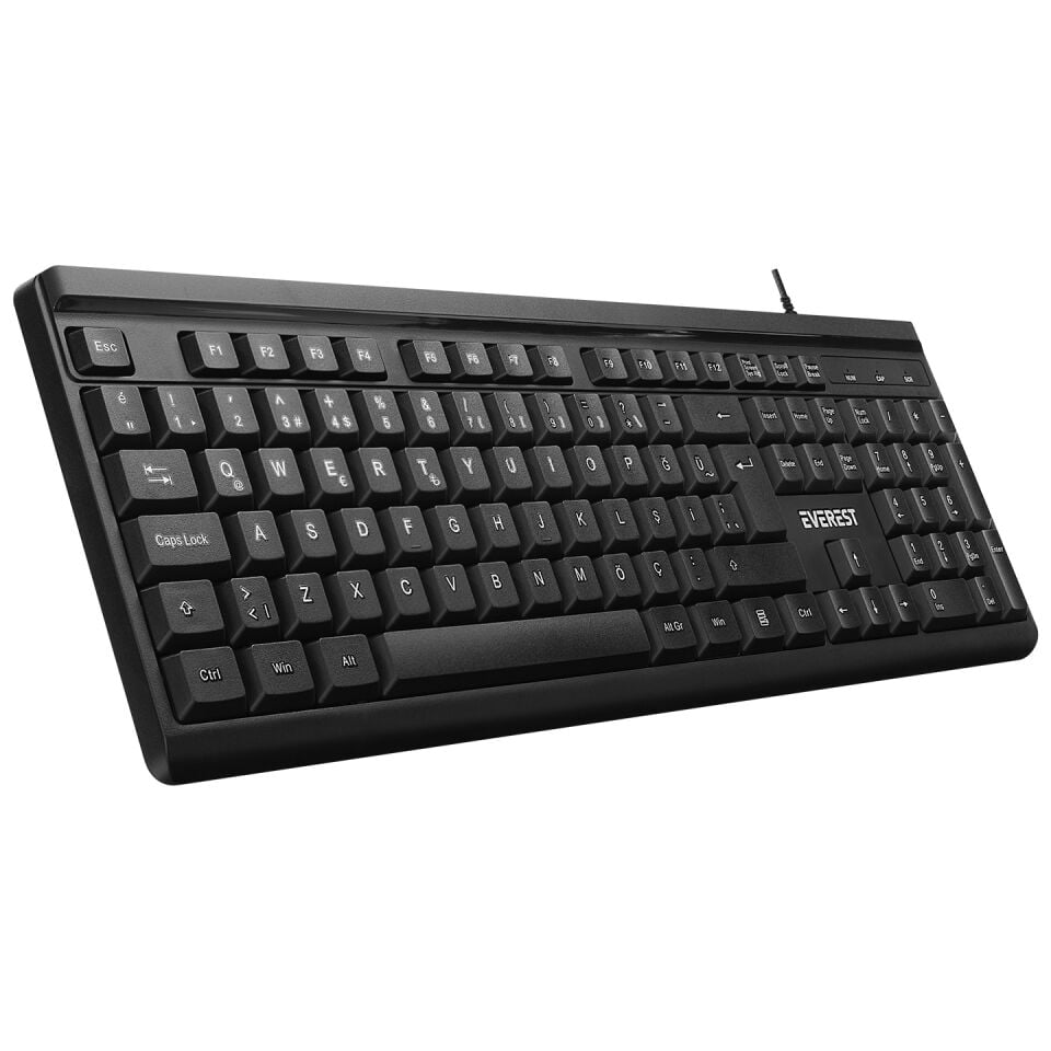 EVEREST KB-741 USB 2M BAKIR KABLOLU Q KLAVYE SIYAH/GRI