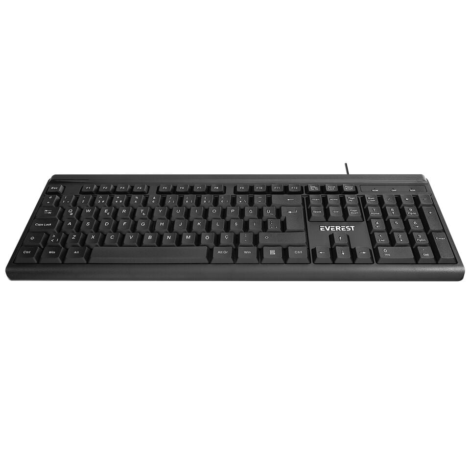 EVEREST KB-741 USB 2M BAKIR KABLOLU Q KLAVYE SIYAH/GRI